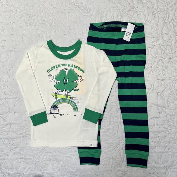 NWT Gap Organic Cotton Shamrock PJs Size 4 - Picture 2 of 5